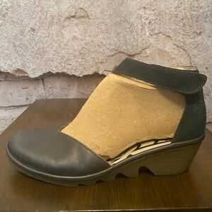 Fly London Navy Leather & Suede Velcro Strap Shoes